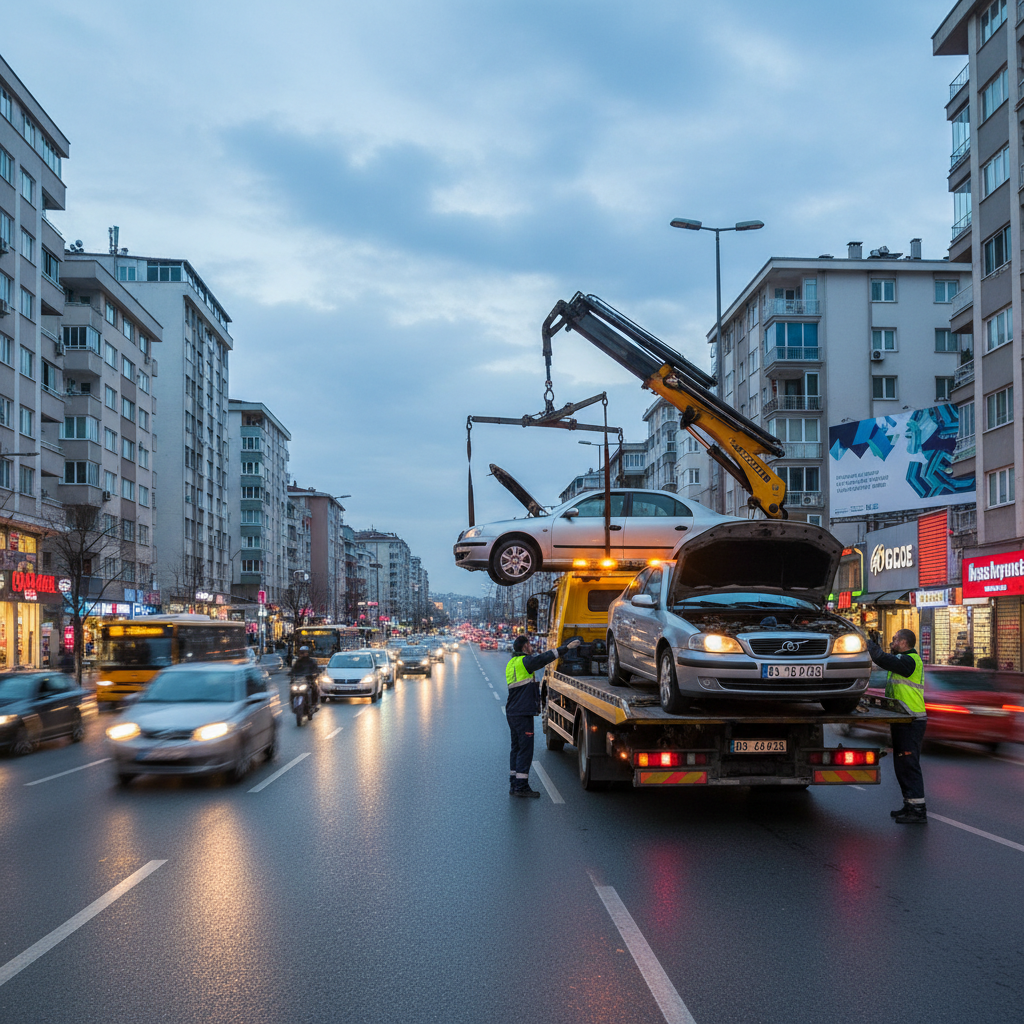 Avcılar'da çekici hizmeti sunan bir oto çekici aracı
