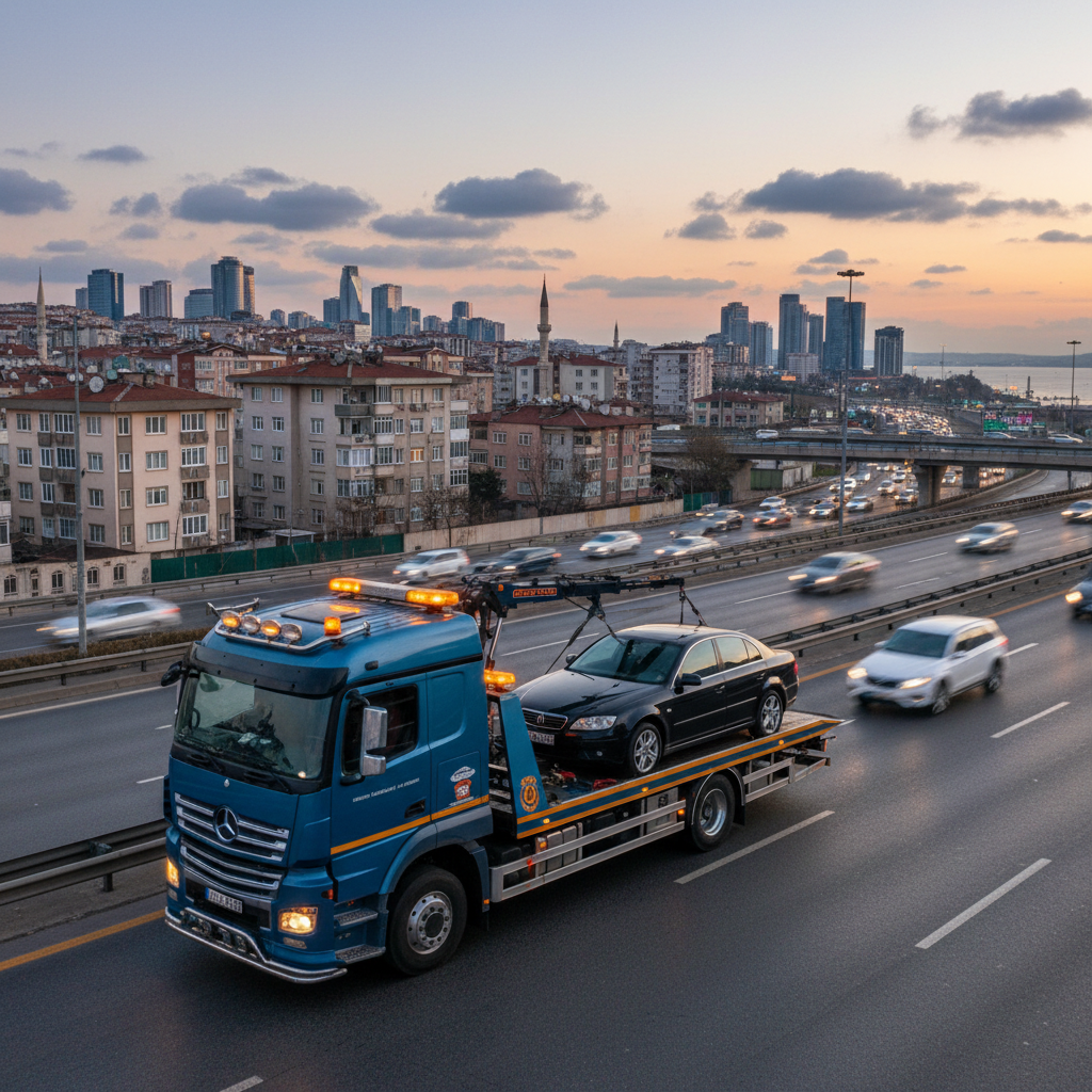 Avcılar'da oto çekici hizmeti sunan bir çekici aracı