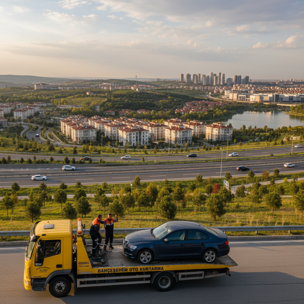 Bahçeşehir'de çalışan bir oto çekici