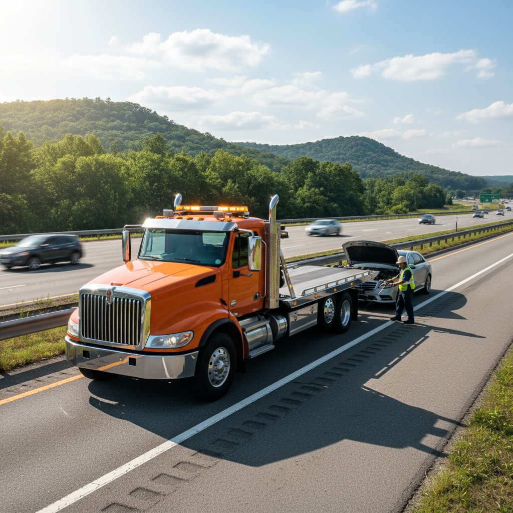 Bir çekici aracın yolda kalan bir araca yardım ettiği an
