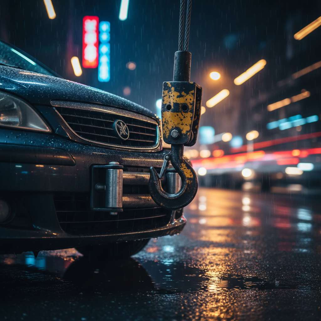 Yolda kalan bir araca yardım eden oto çekici aracı.