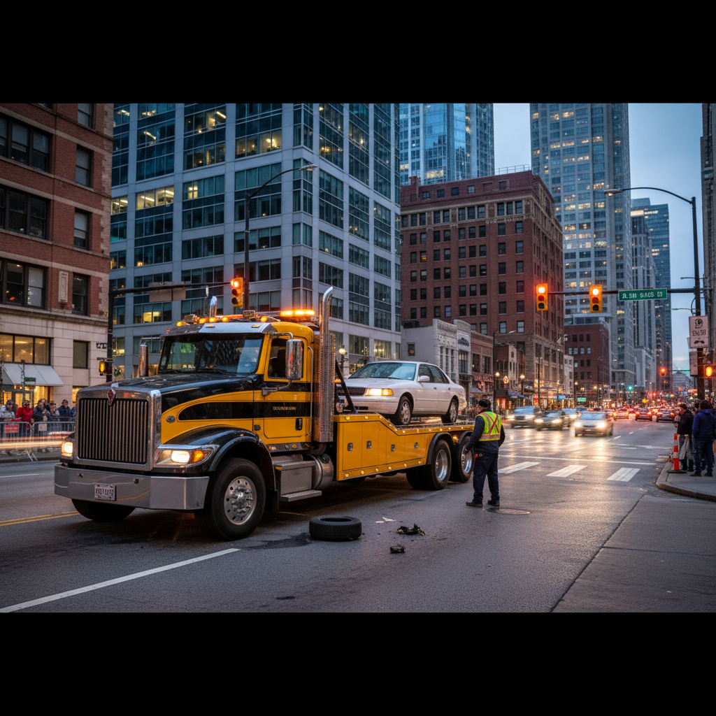 Yakuplu oto çekici hizmeti sunan bir çekici aracı